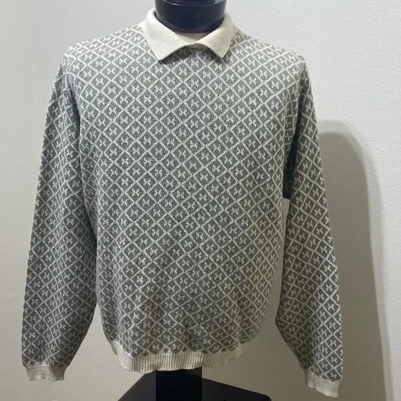 L.L. Bean Men's Pullover Collared SweaterDiamond Pattern Size X Large - Picture 2 of 10